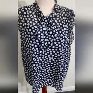 J Crew Plus Size Flowered Half Sleeve Blouse